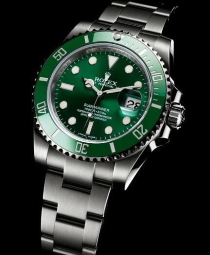 Rolex Watch Replica Oyster Perpetual Submariner Date 116610 LV / 97200 Steel - Green Cerachrom Bezel